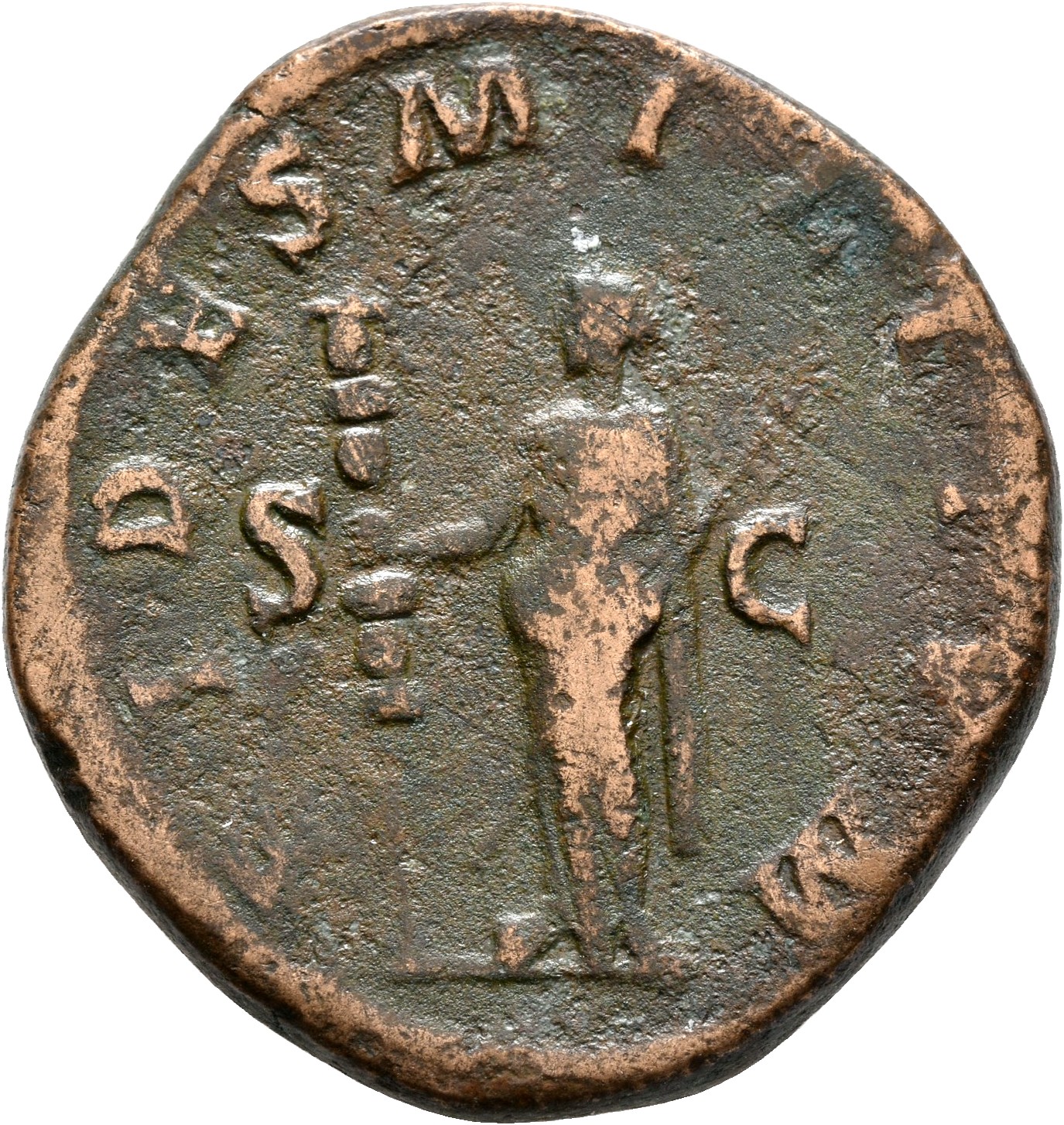 RIC IV Gordian III 254A Gordian III reverse — Fides, draped, standing front, head left, holding vertical standard in right...