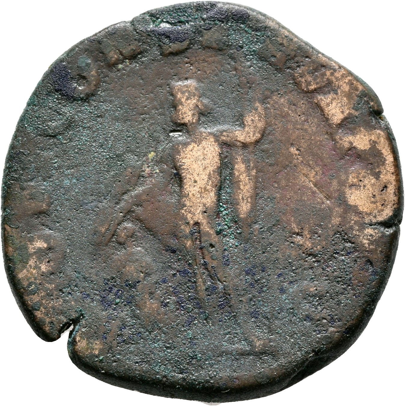 RIC IV Gordian III 255A Gordian III reverse — Jupiter, nude, standing front, head left, holding vertical sceptre in left h...