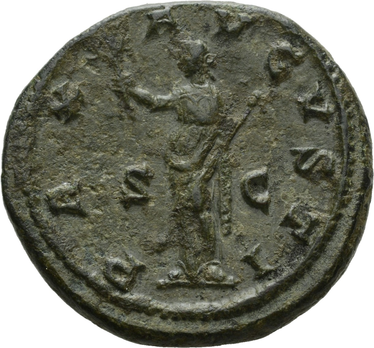RIC IV Gordian III 256B Gordian III reverse, Pax, draped, standing front, head left, holding branch in extended right hand...