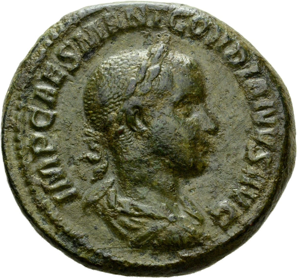 RIC IV Gordian III 256B Gordian III obverse, Bust of Gordian III, laureate, draped, cuirassed, right