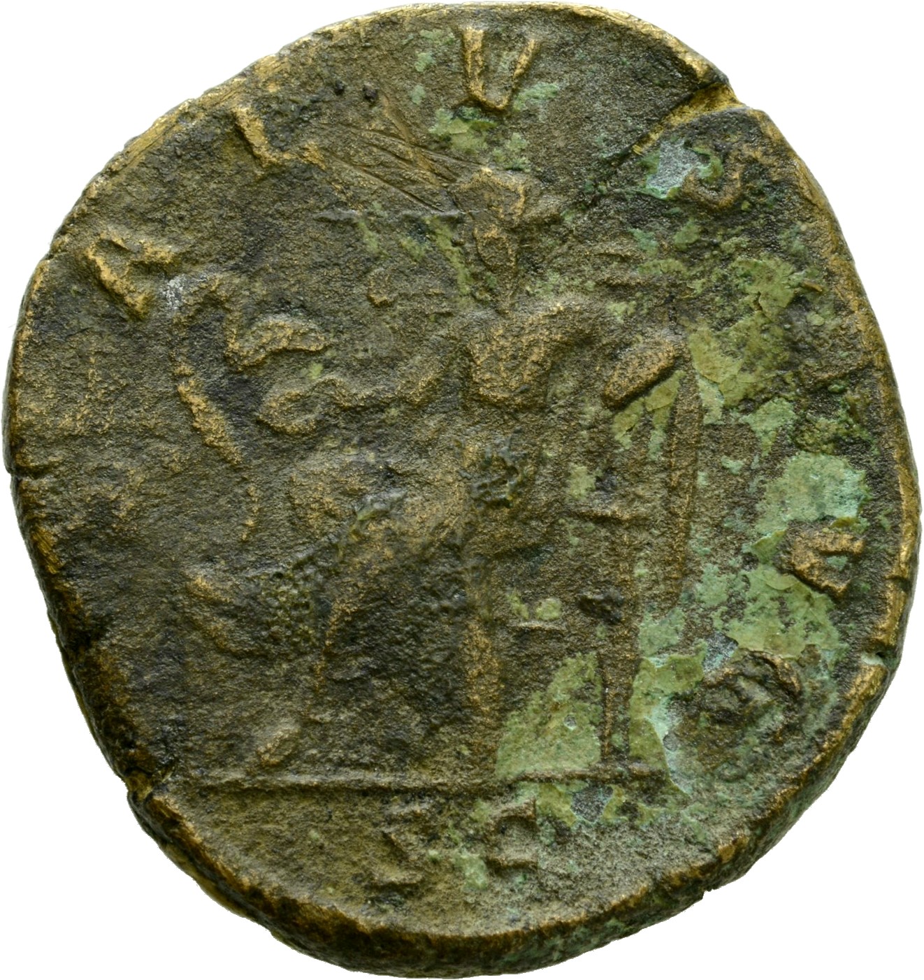 RIC IV Gordian III 261A Gordian III reverse, Salus, draped, seated left, feeding out of patera in right hand snake coiled ...
