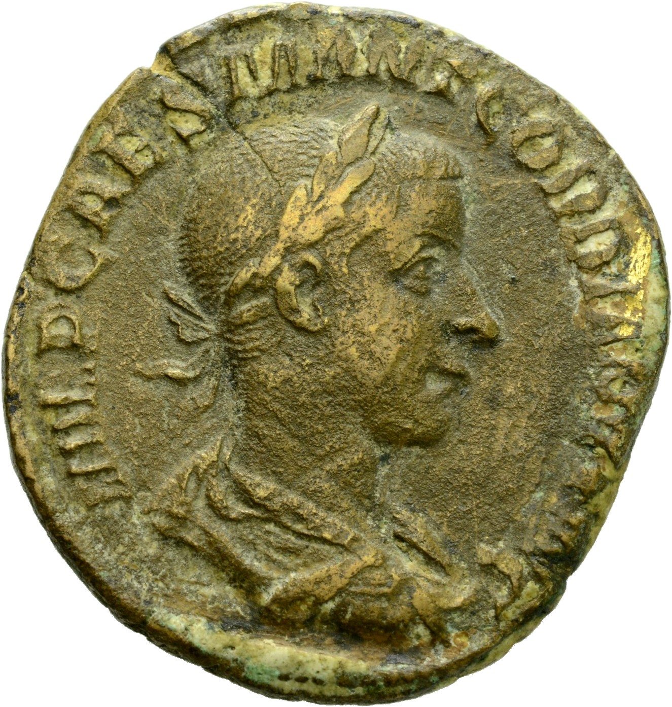 RIC IV Gordian III 261A Gordian III obverse, Bust of Gordian III, laureate, draped, cuirassed, right