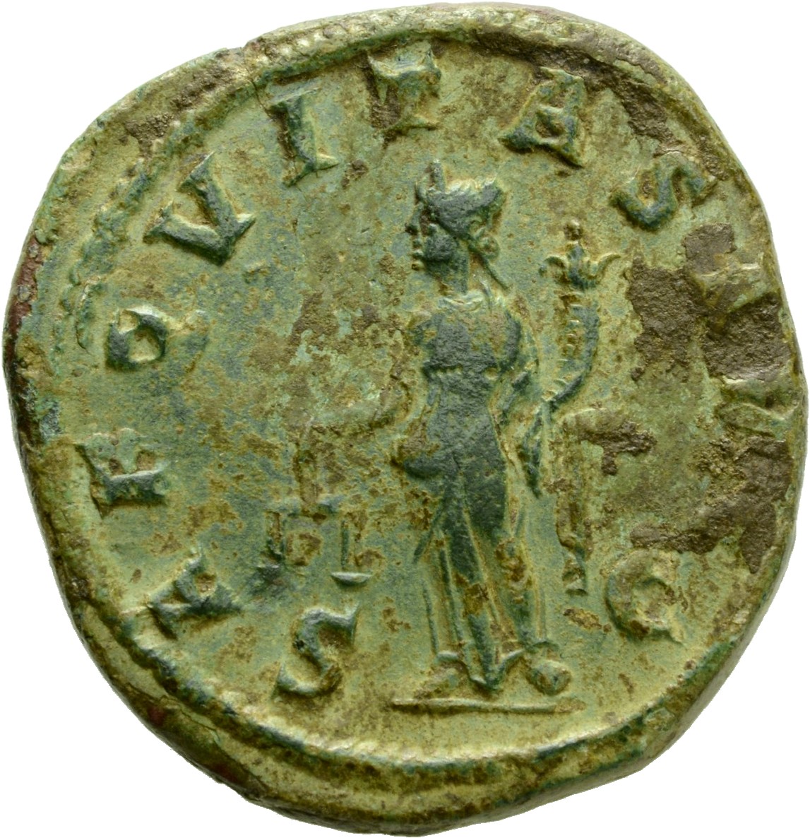 RIC IV Gordian III 267B Gordian III reverse, Aequitas, draped, standing front, head left, holding scales in extended right...