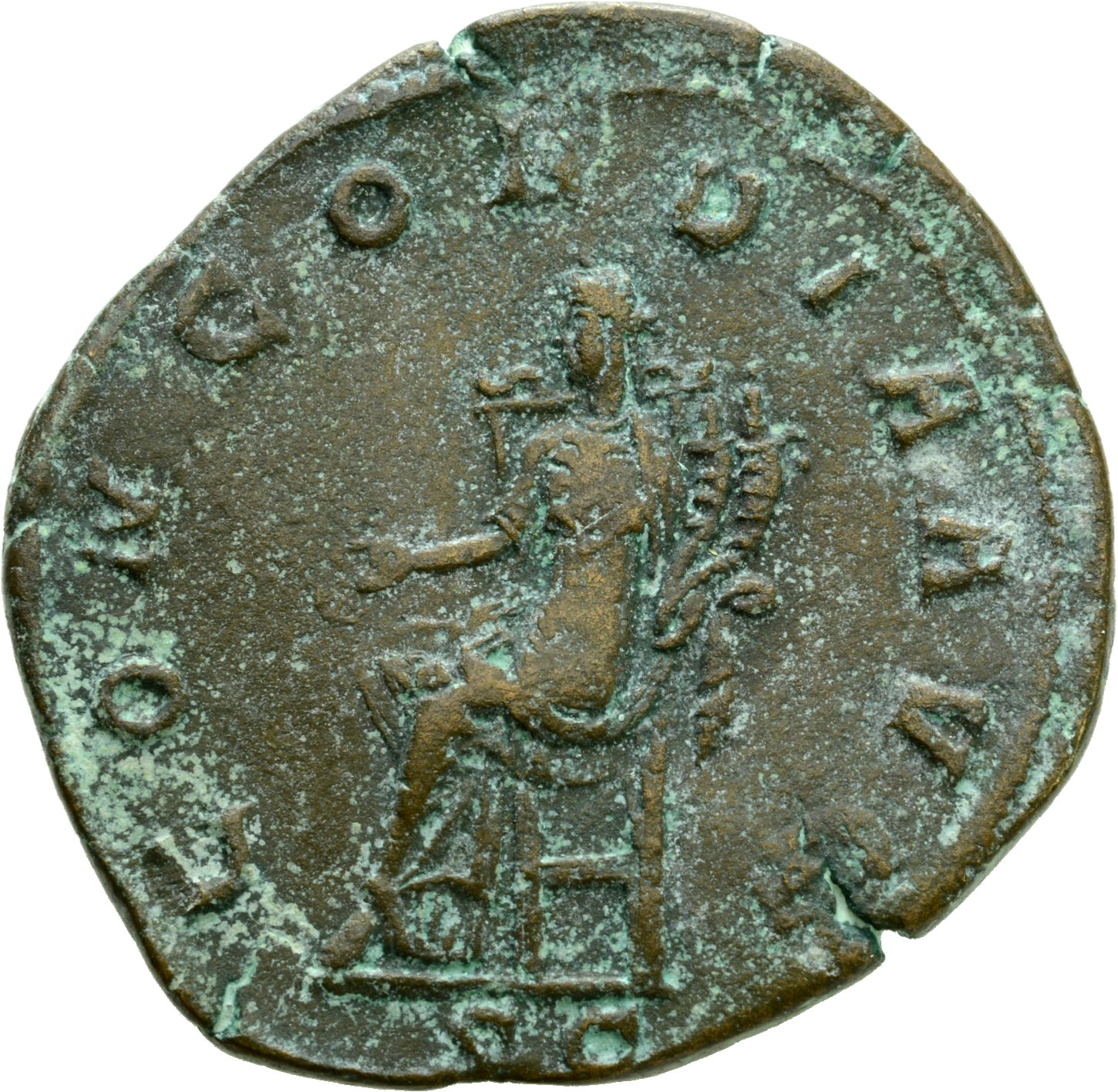 RIC IV Gordian III 268 Gordian III reverse, Concordia, draped, seated left on throne, holding patera in extended right han...