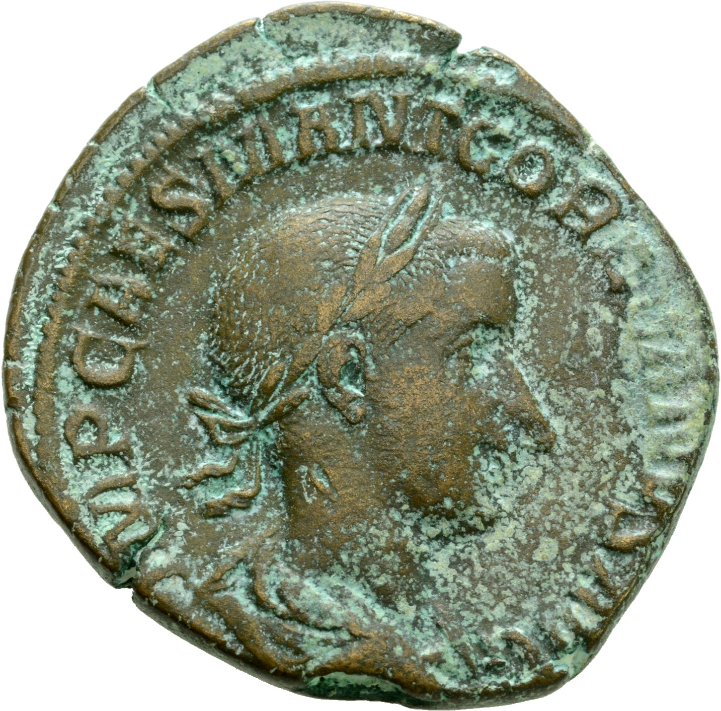 RIC IV Gordian III 268 Gordian III obverse, Bust of Gordian III, laureate, draped, cuirassed, right