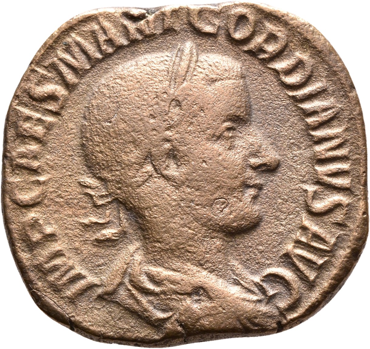 RIC IV Gordian III 268 Gordian III obverse, Bust of Gordian III, laureate, draped, cuirassed, right