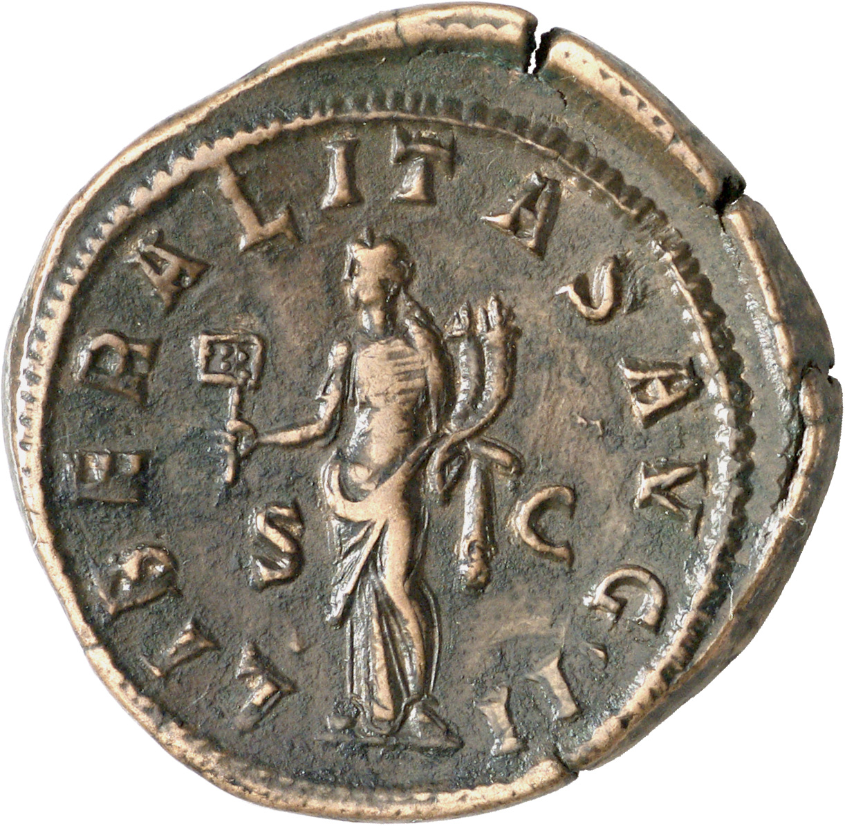 RIC IV Gordian III 269 Gordian III reverse, Liberalitas, draped, standing front, head left, holding abacus in right hand a...