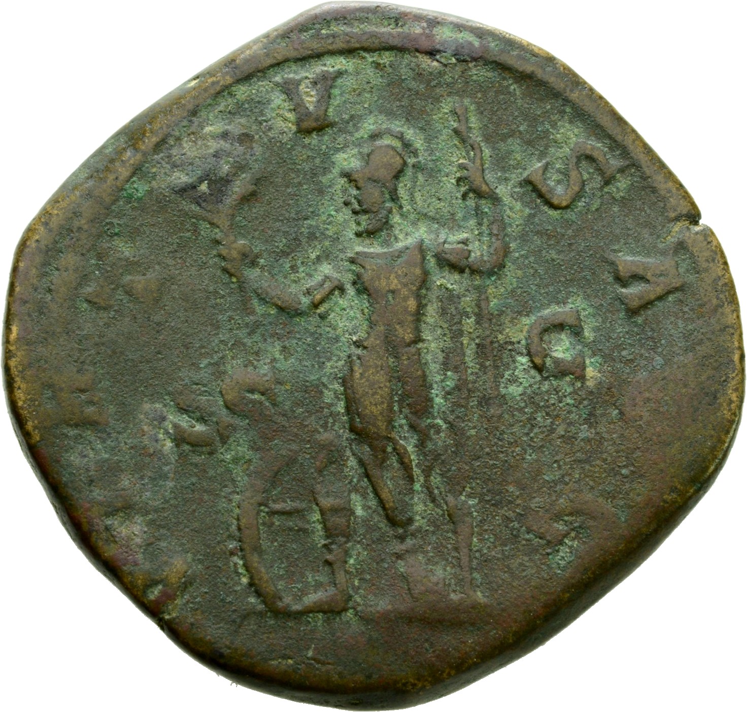 RIC IV Gordian III 273A Gordian III reverse, Virtus, helmeted, in military attire, standing front, head left, holding bran...