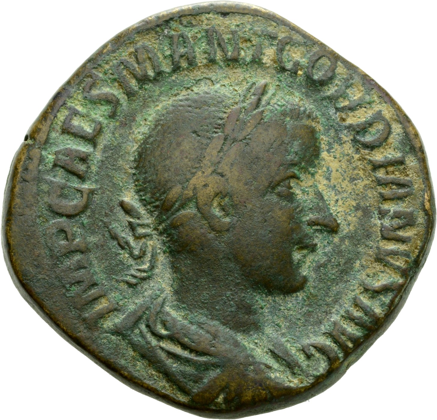 RIC IV Gordian III 273A Gordian III obverse, Bust of Gordian III, laureate, draped, cuirassed, right