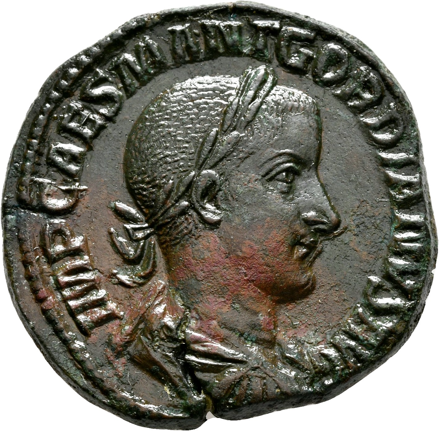 RIC IV Gordian III 273A Gordian III obverse, Bust of Gordian III, laureate, draped, cuirassed, right