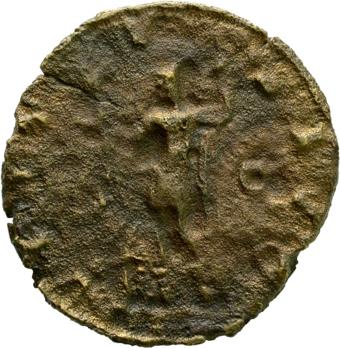 RIC IV Gordian III 273C Gordian III reverse, Virtus, helmeted, in military attire, standing front, head left, holding bran...