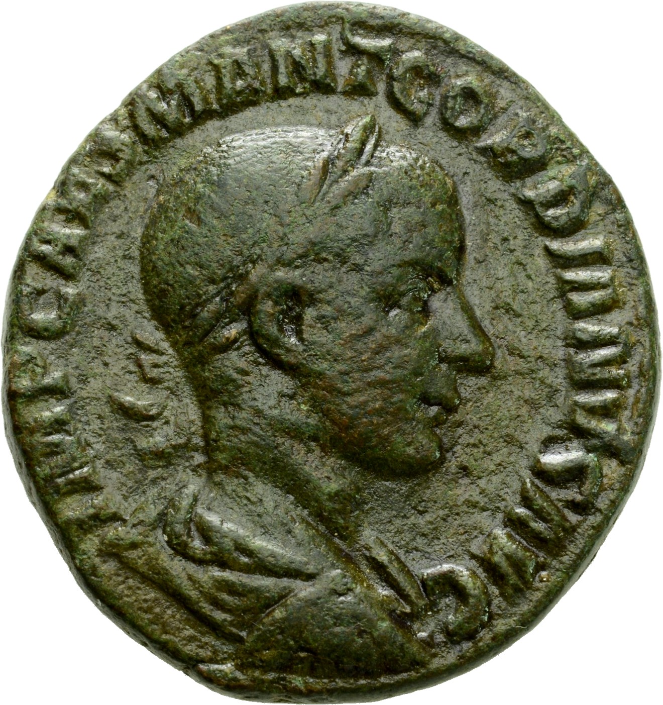 RIC IV Gordian III 274A Gordian III obverse, Bust of Gordian III, laureate, draped, cuirassed, right