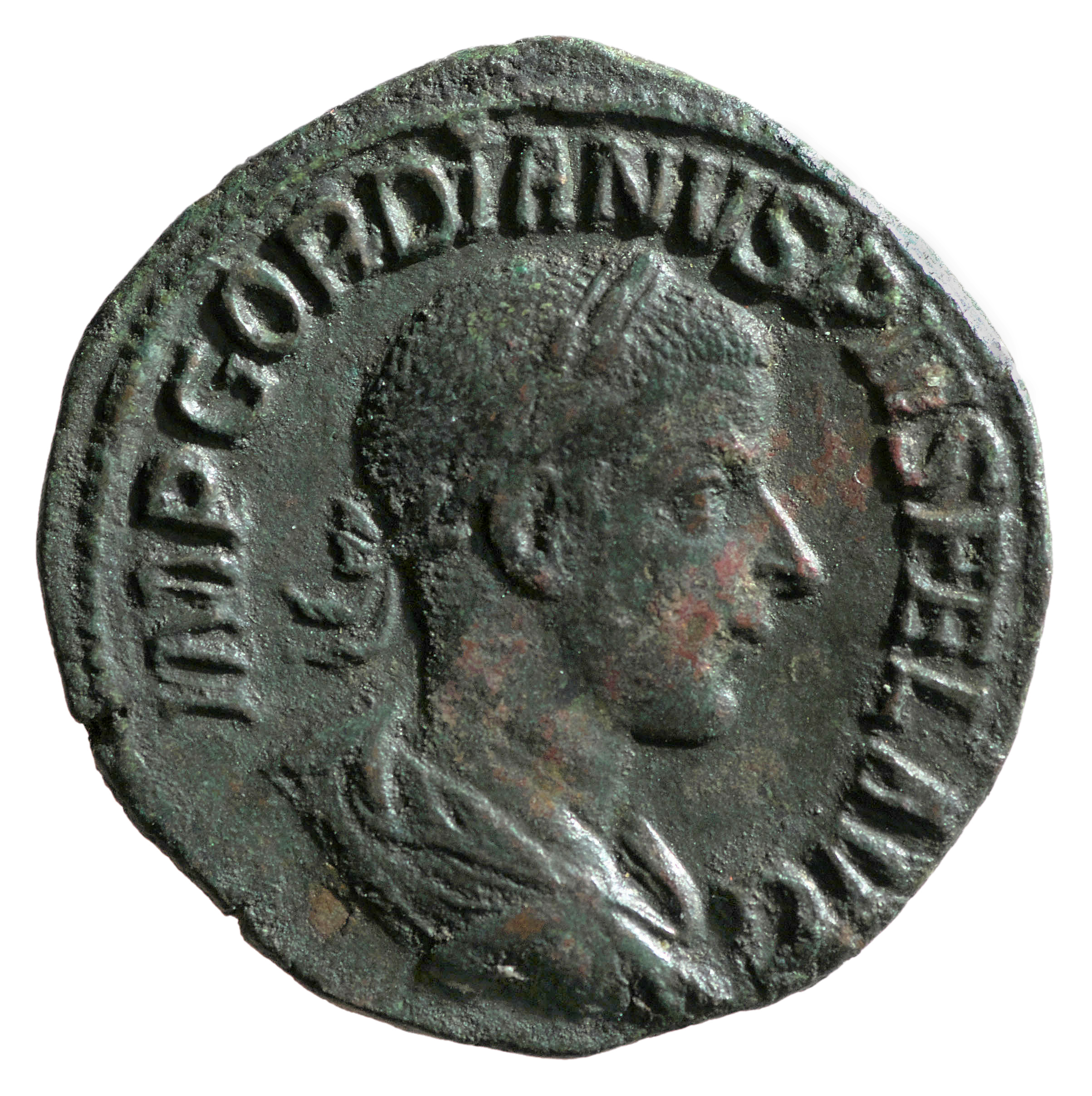 RIC IV Gordian III 286 Gordian III obverse, drapierte Büste des Gordian mit Lorbeerkranz n.r.