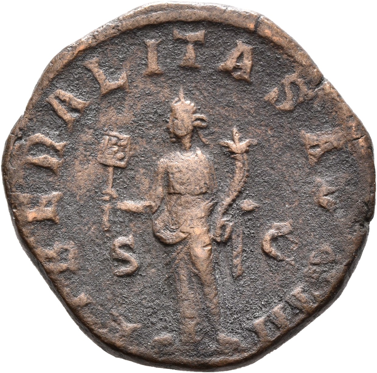 RIC IV Gordian III 290A Gordian III reverse, Liberalitas, draped, standing front, head left, holding abacus in right hand ...