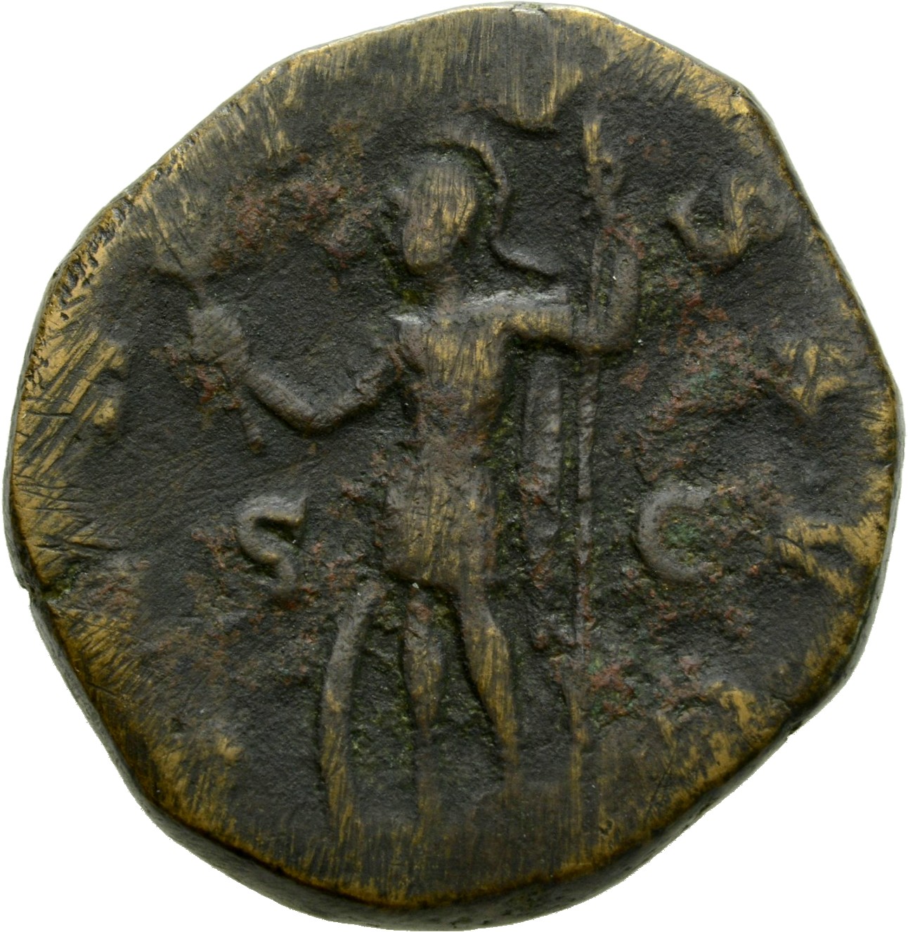 RIC IV Gordian III 293A Gordian III reverse, Virtus, helmeted, in military attire, standing front, head left, holding bran...