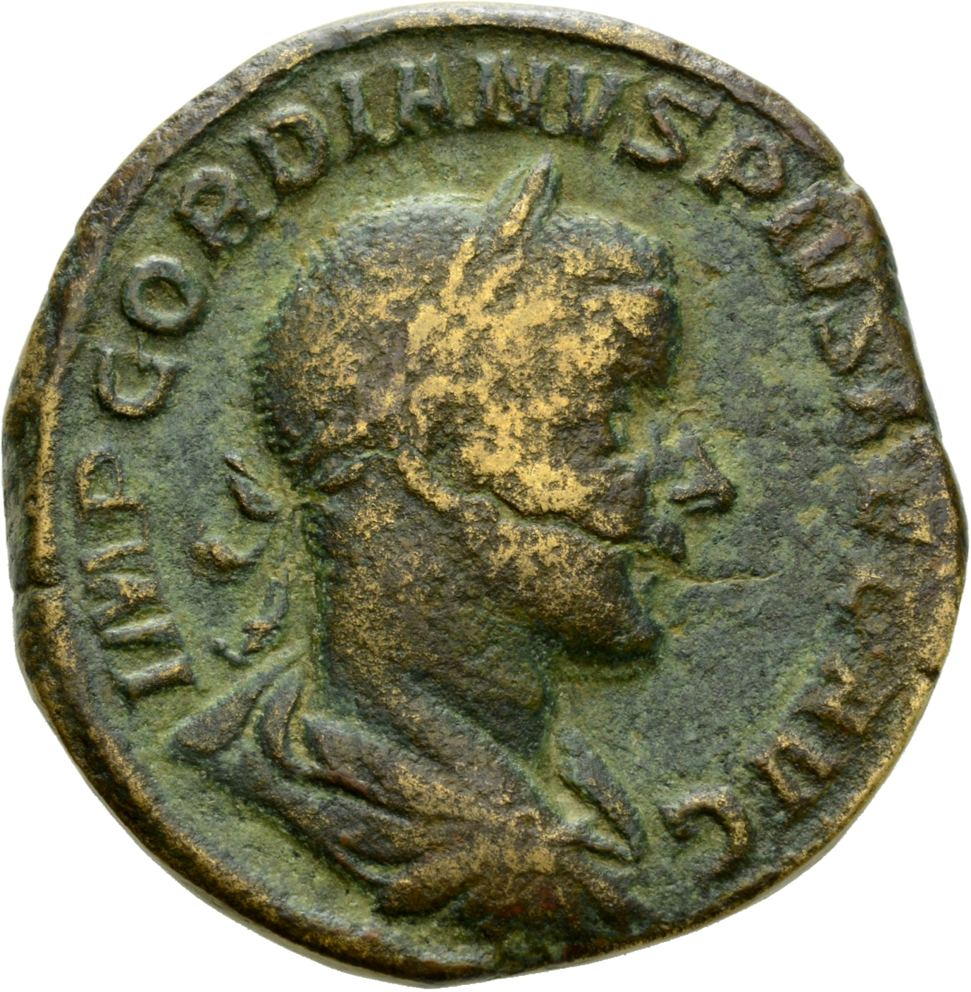RIC IV Gordian III 297A Gordian III obverse, Bust of Gordian III, laureate, draped, cuirassed, right