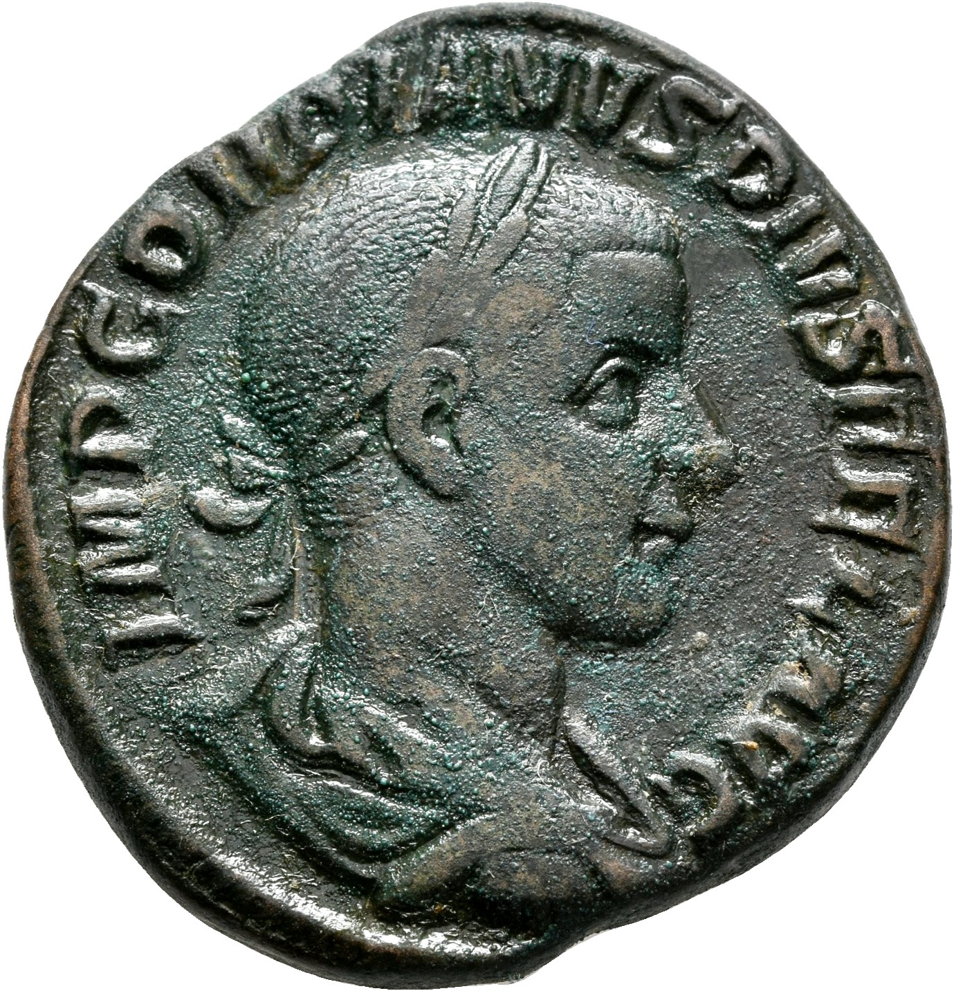 RIC IV Gordian III 297A Gordian III obverse, Bust of Gordian III, laureate, draped, cuirassed, right