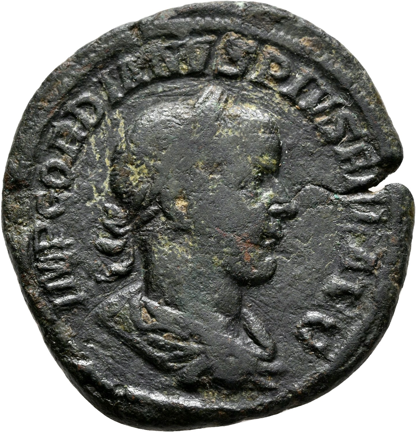 RIC IV Gordian III 298A Gordian III obverse, Bust of Gordian III, laureate, draped, cuirassed, right
