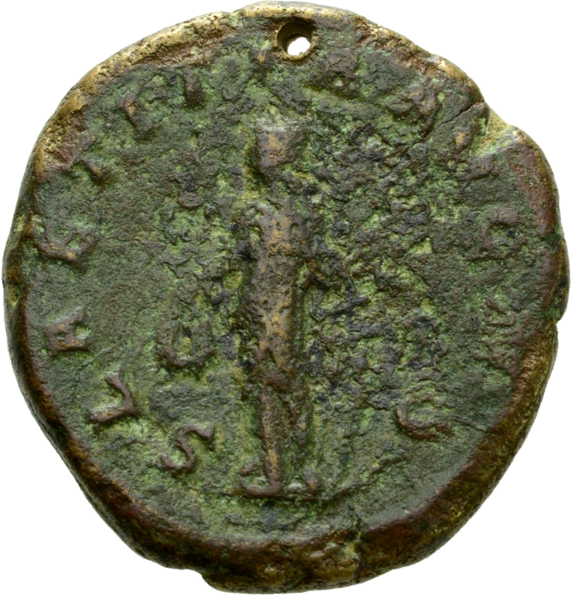RIC IV Gordian III 300B Gordian III reverse, Laetitia, draped, standing left, holding wreath in extended right hand and an...