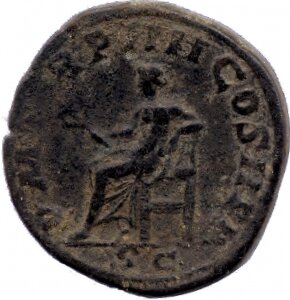 RIC IV Gordian III 302 Gordian III reverse, Apollo, nude to waist, seated left, holding branch in extended right hand and ...