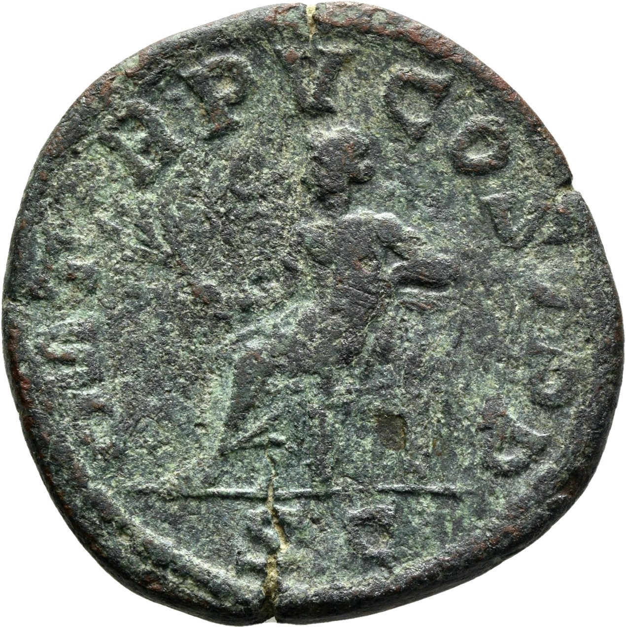 RIC IV Gordian III 303 Gordian III reverse, Apollo, nude to waist, seated left, holding branch in extended right hand and ...