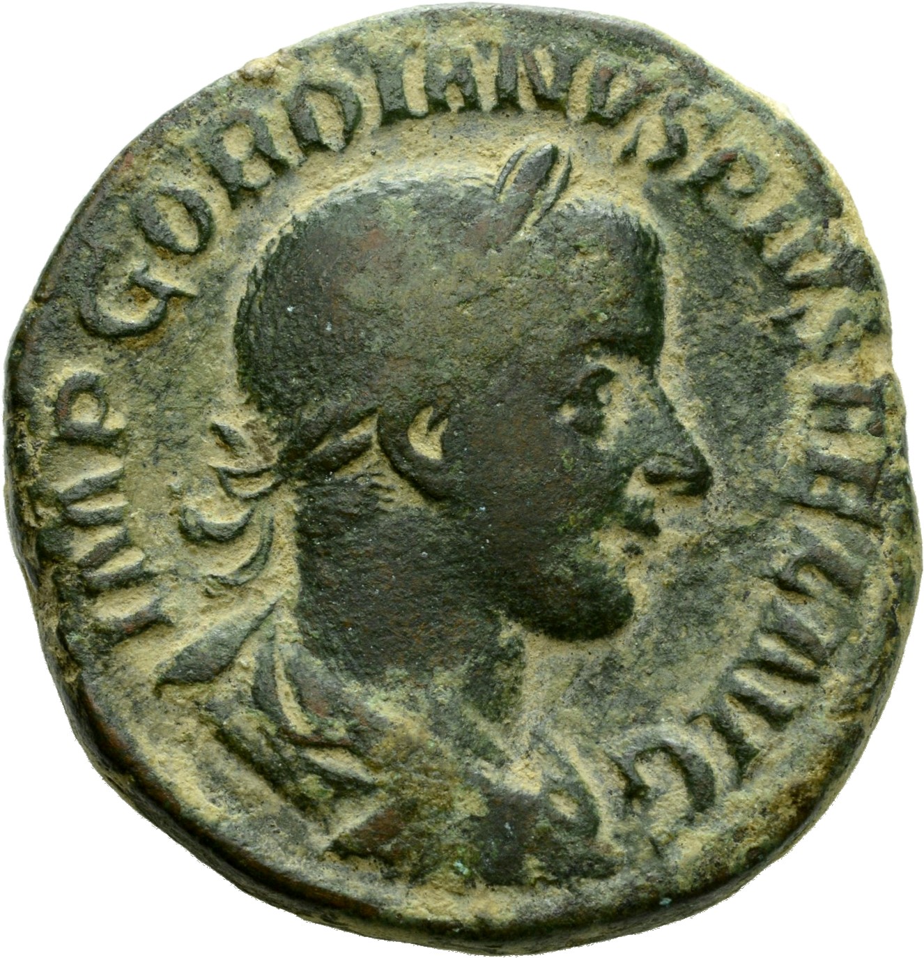 RIC IV Gordian III 303A Gordian III obverse, Bust of Gordian III, laureate, draped, cuirassed, right