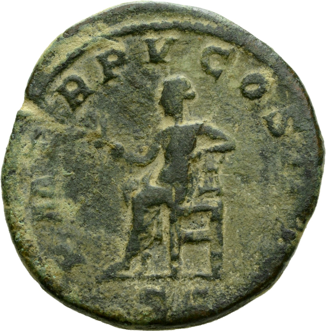 RIC IV Gordian III 303A Gordian III reverse, Apollo, nude to waist, seated left, holding branch in extended right hand and...