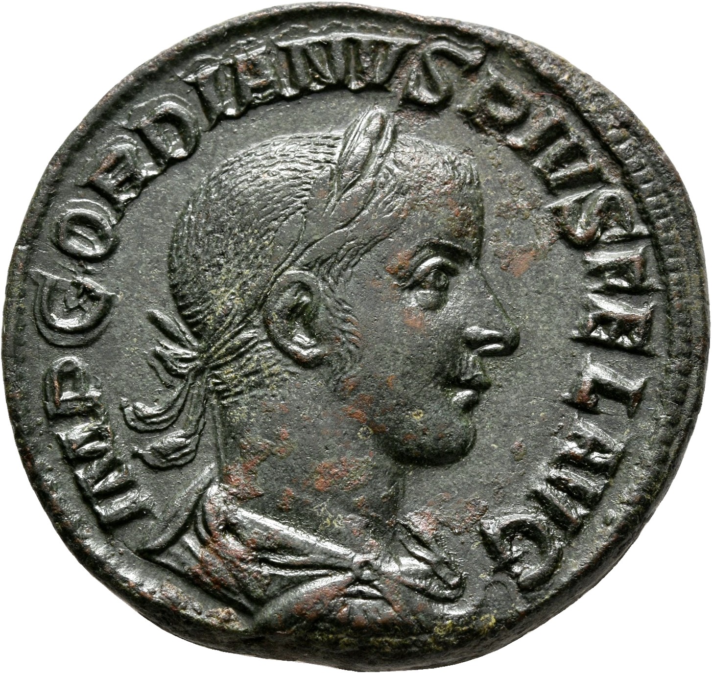 RIC IV Gordian III 303A Gordian III obverse, Bust of Gordian III, laureate, draped, cuirassed, right