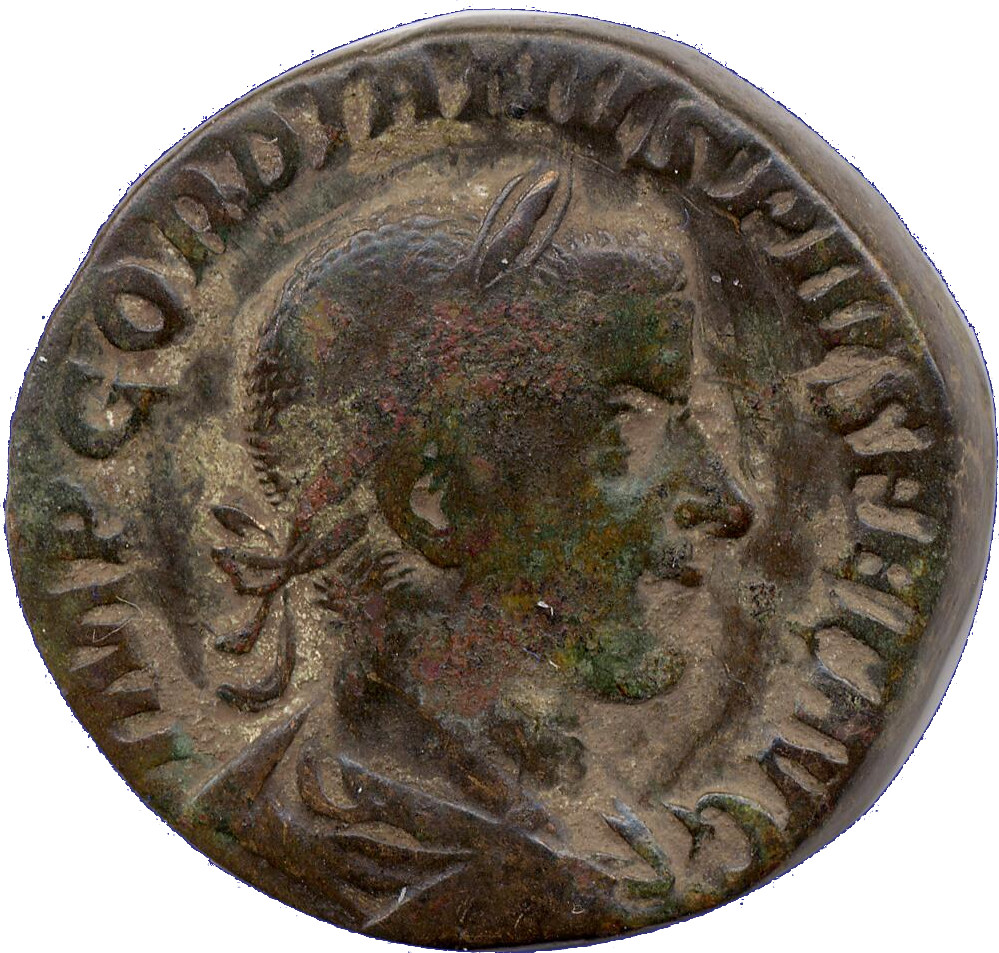 RIC IV Gordian III 304 Gordian III obverse, drapierte Büste des Gordian mit Lorbeerkranz n.r.