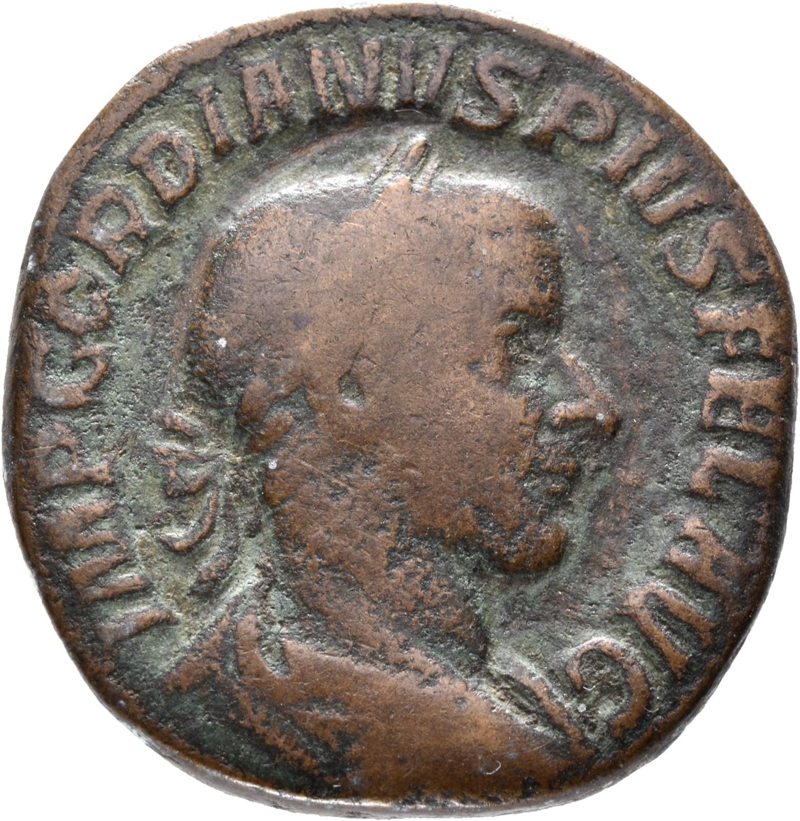RIC IV Gordian III 304A Gordian III obverse, Bust of Gordian III, laureate, draped, cuirassed, right