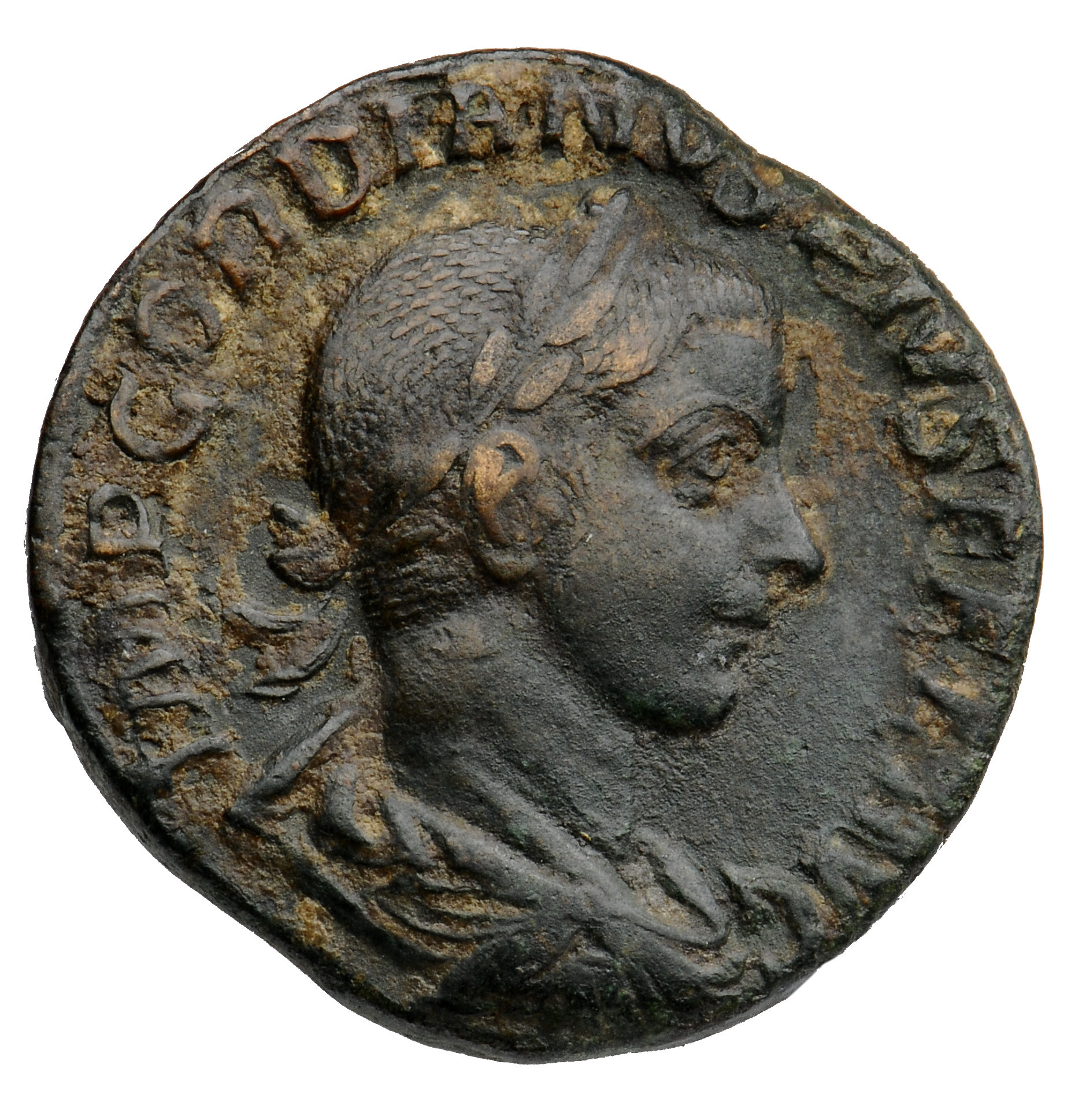 RIC IV Gordian III 306A Gordian III obverse, Bust of Gordian III, laureate, draped, cuirassed, right