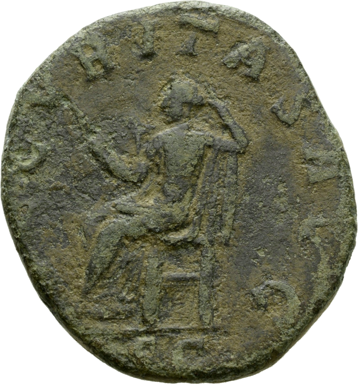 RIC IV Gordian III 311A Gordian III reverse, Securitas, draped, seated left, holding sceptre in right hand and propping he...