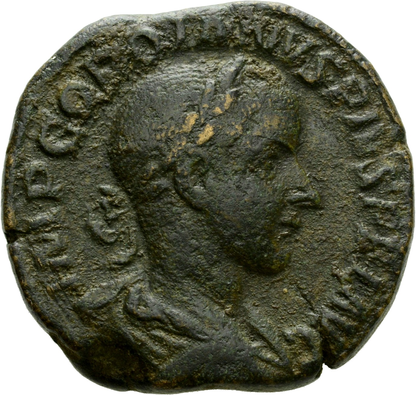 RIC IV Gordian III 312 Gordian III obverse, Bust of Gordian III, laureate, draped, cuirassed, right