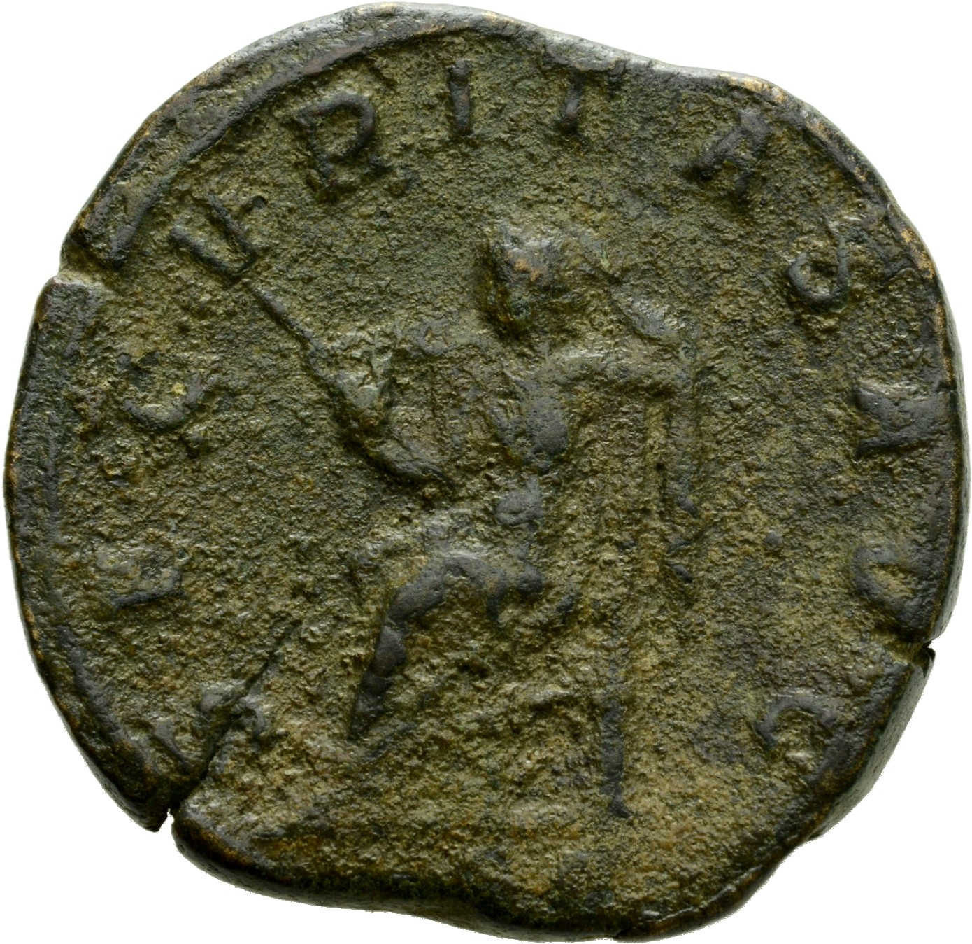 RIC IV Gordian III 312 Gordian III reverse, Securitas, draped, seated left, holding sceptre in right hand and propping hea...