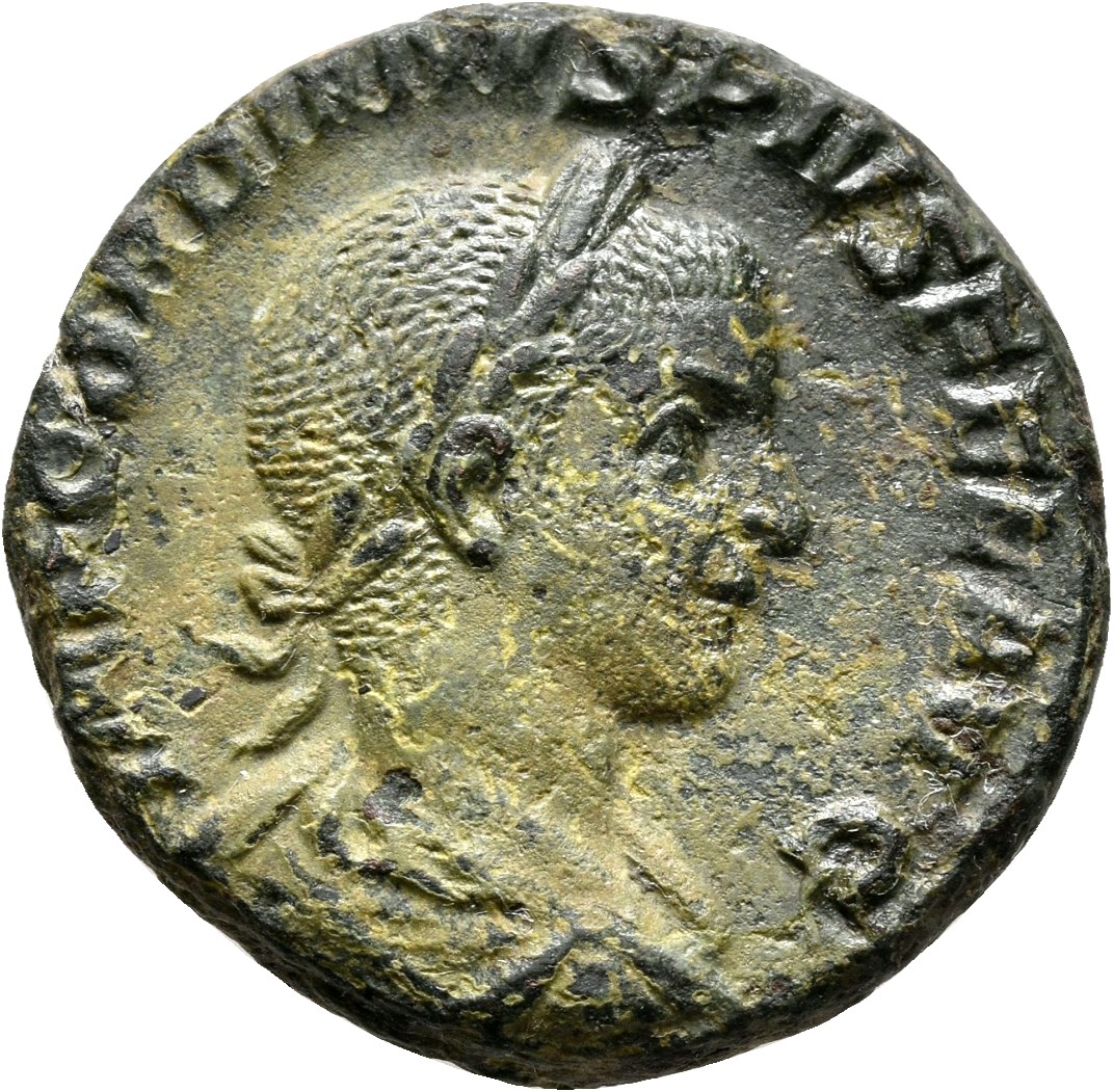 RIC IV Gordian III 319B Gordian III obverse, Bust of Gordian III, laureate, draped, cuirassed, right