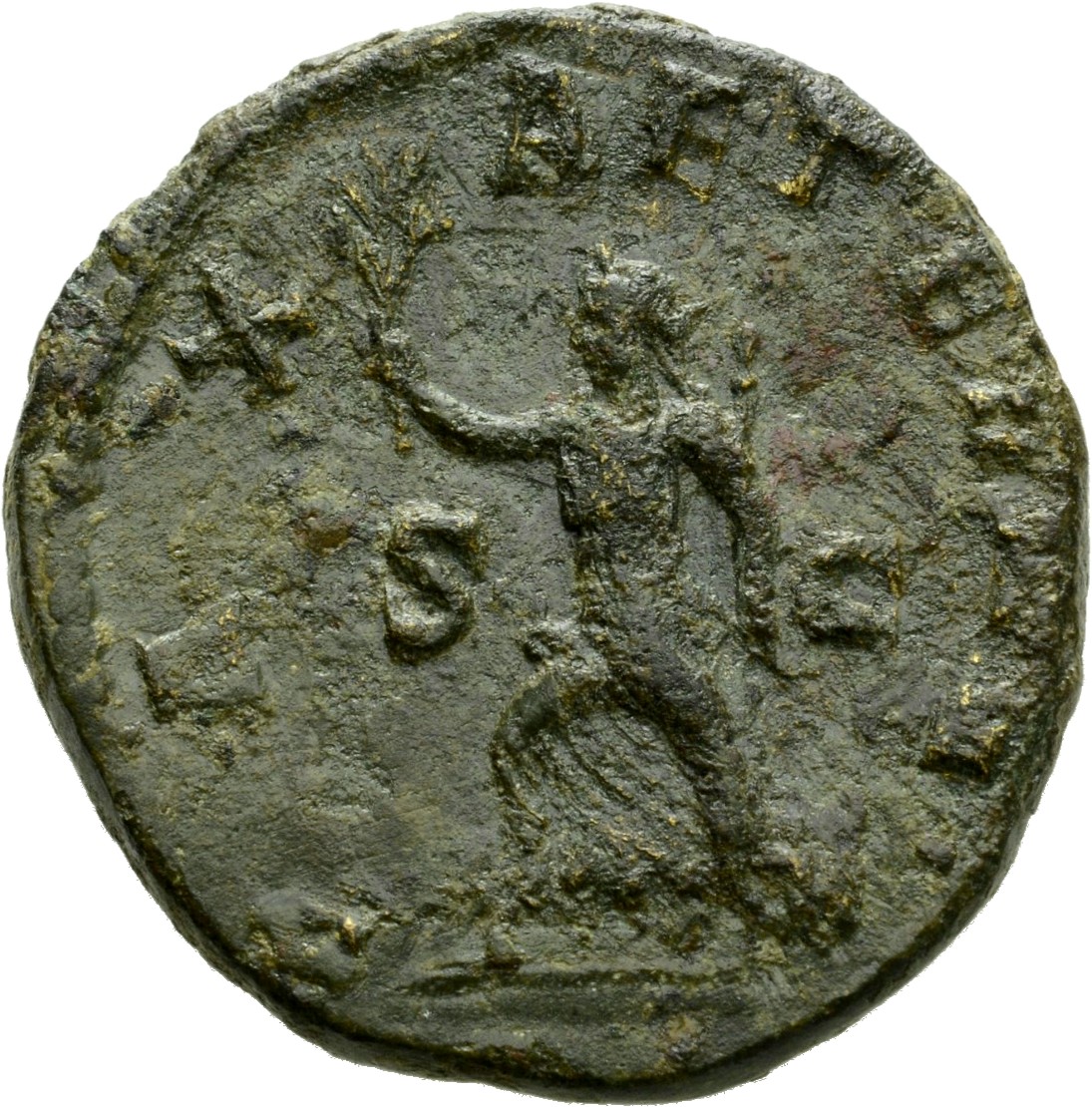 RIC IV Gordian III 319C Gordian III reverse, Pax, draped, advancing left, holding branch in extended right hand and sceptr...