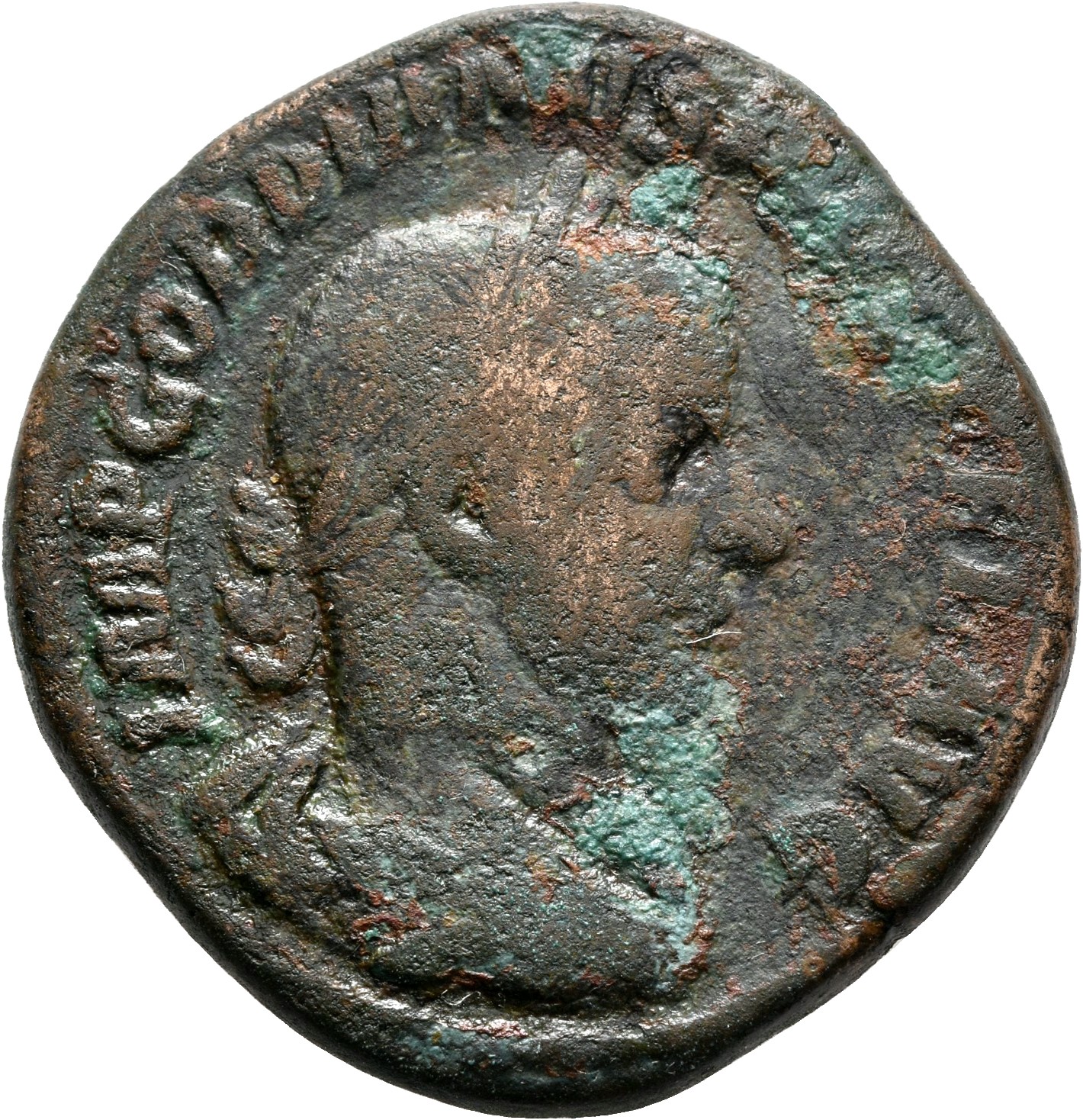 RIC IV Gordian III 328A Gordian III obverse, Bust of Gordian III, laureate, draped, cuirassed, right