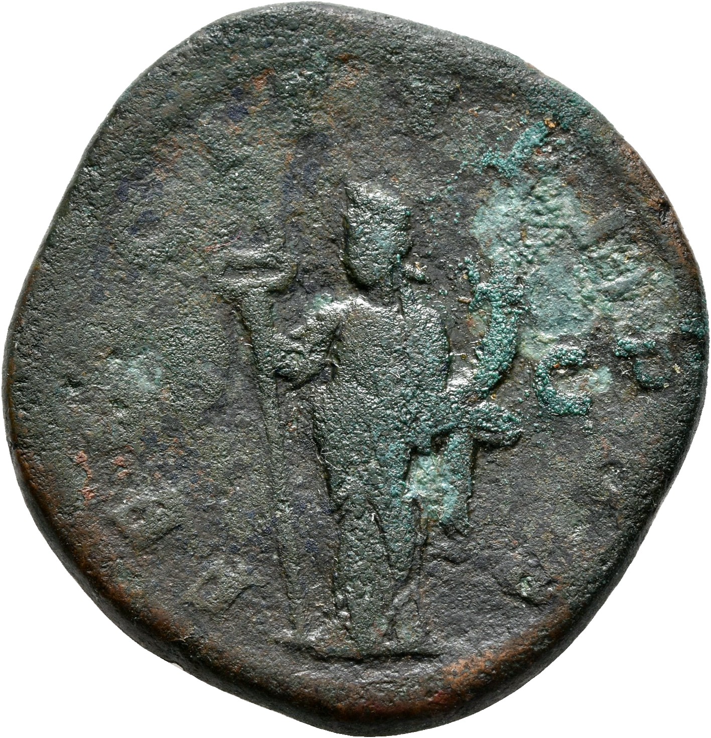 RIC IV Gordian III 328A Gordian III reverse, Felicitas, draped, standing left, holding long caduceus in right hand and cor...
