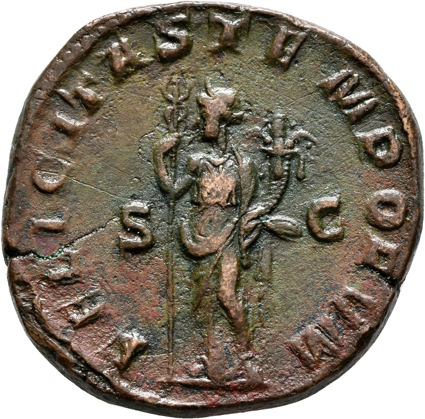 RIC IV Gordian III 330 Gordian III reverse, Felicitas, draped, standing left, holding long caduceus in right hand and corn...