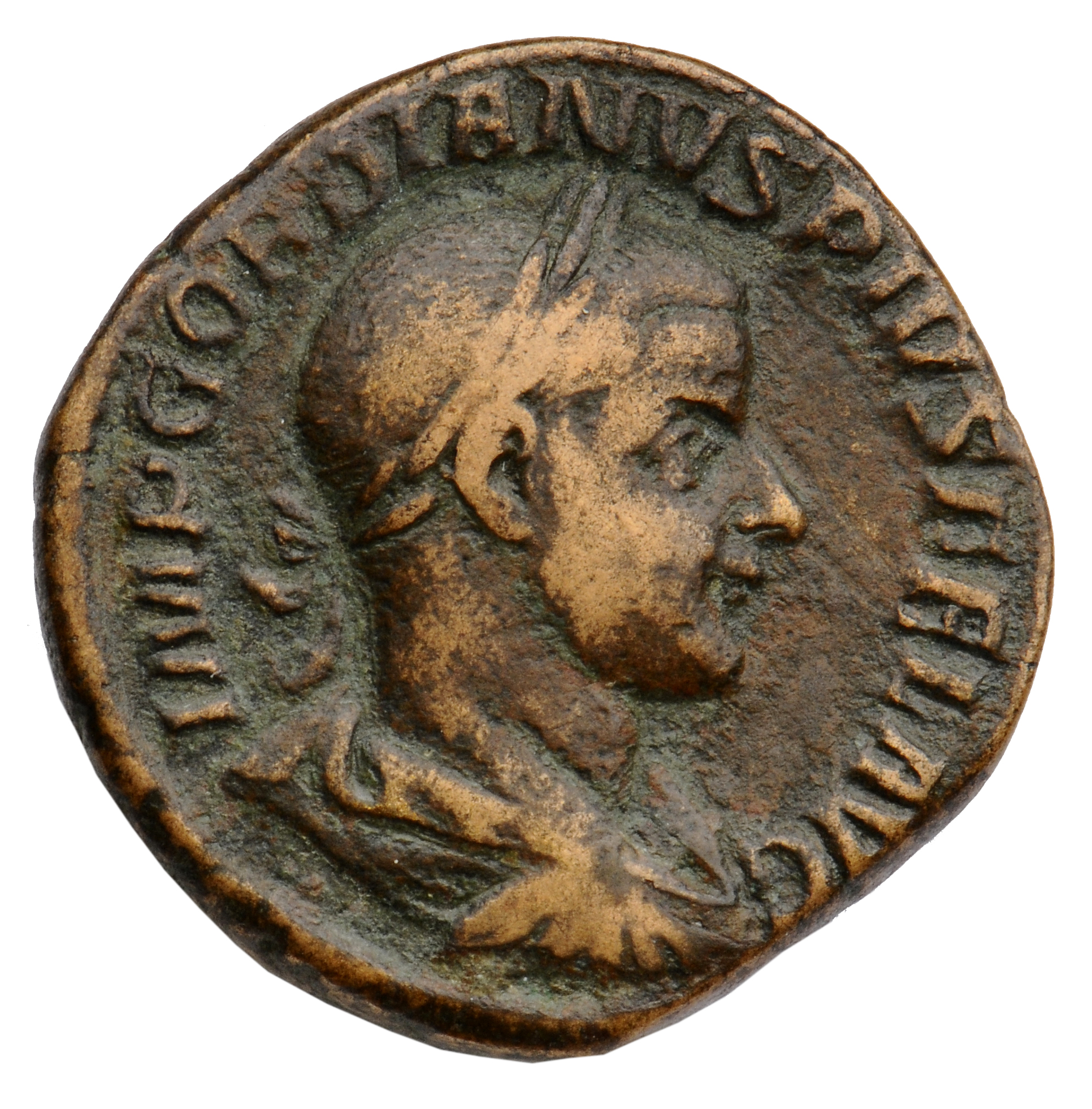 RIC IV Gordian III 333 Gordian III obverse, Bust of Gordian III, laureate, draped, cuirassed, right