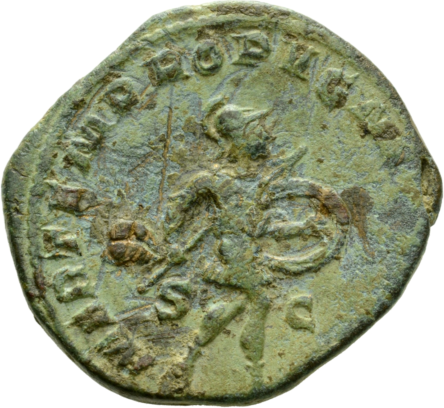 RIC IV Gordian III 333 Gordian III reverse, Mars, helmeted, in military attire, hastening right, holding transverse spear ...