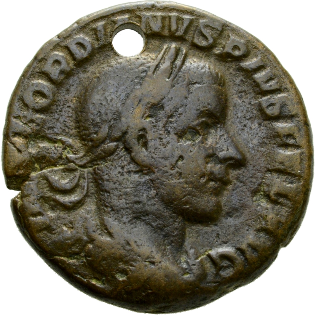 RIC IV Gordian III 335B Gordian III obverse, Bust of Gordian III, laureate, draped, cuirassed, right
