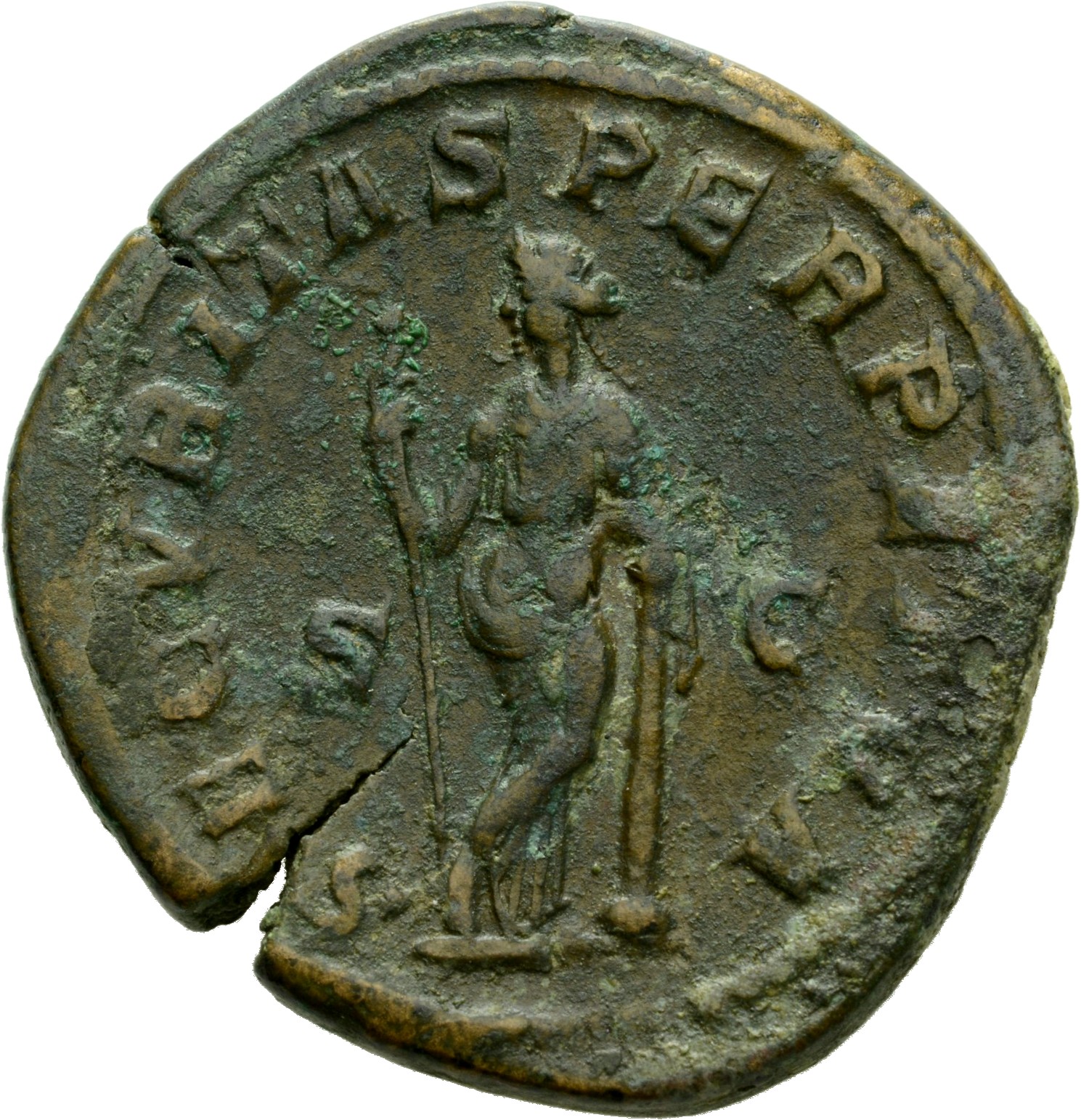 RIC IV Gordian III 336 Gordian III reverse, Securitas, draped, standing left with legs cross, leaning left arm on column, ...