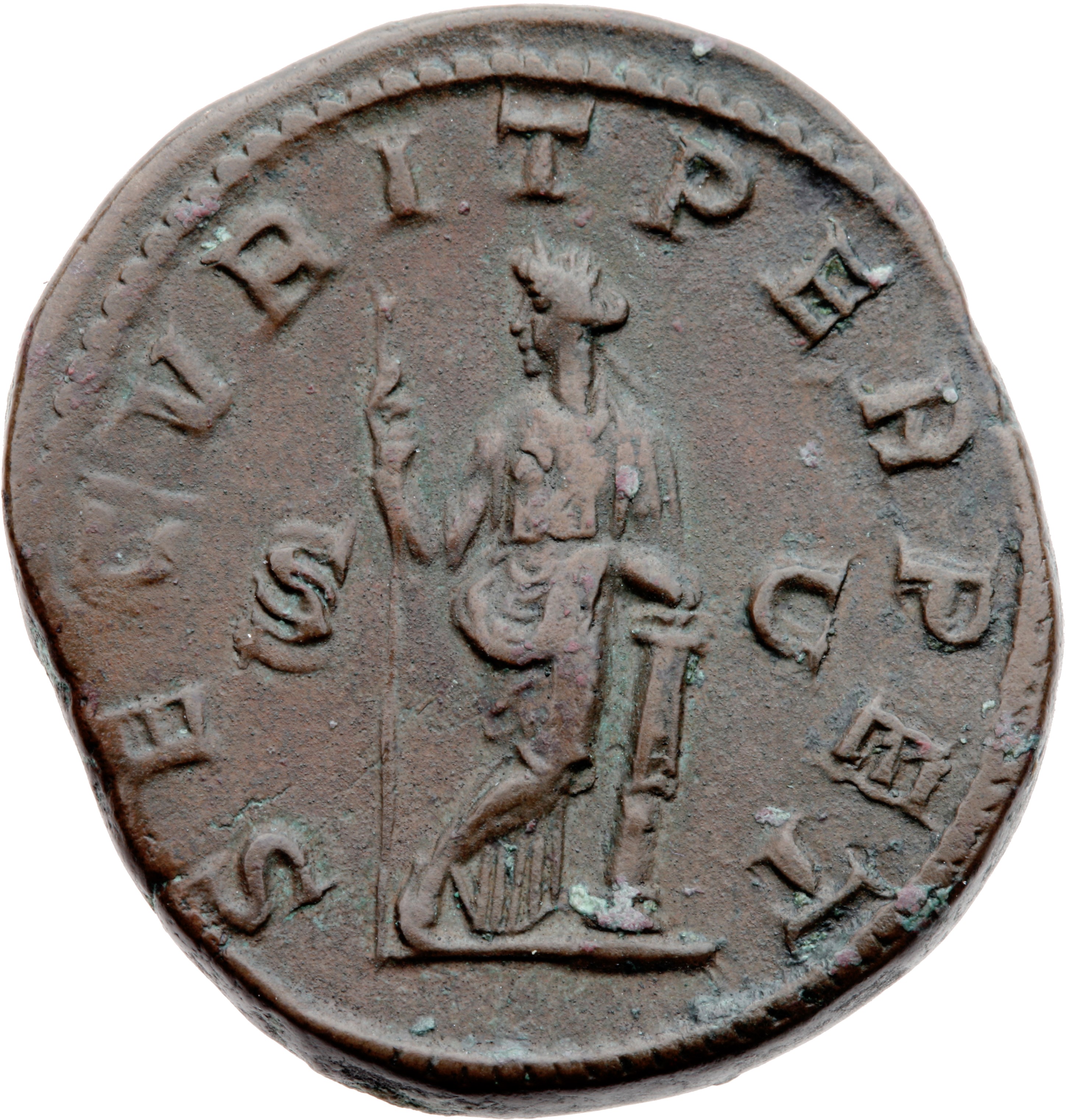 RIC IV Gordian III 336 Gordian III reverse, Securitas, draped, standing left with legs cross, leaning left arm on column, ...
