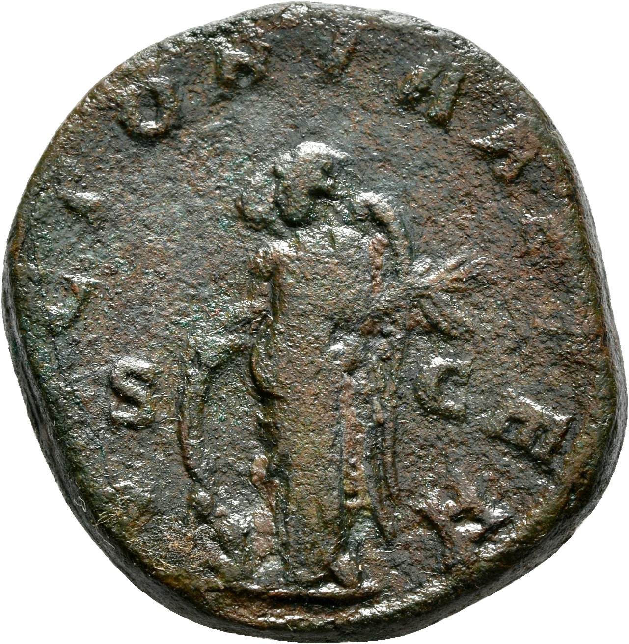 RIC IV Gordian III 337A Gordian III reverse, Victory, winged, draped, standing left, leaning on shield, and holding palm i...