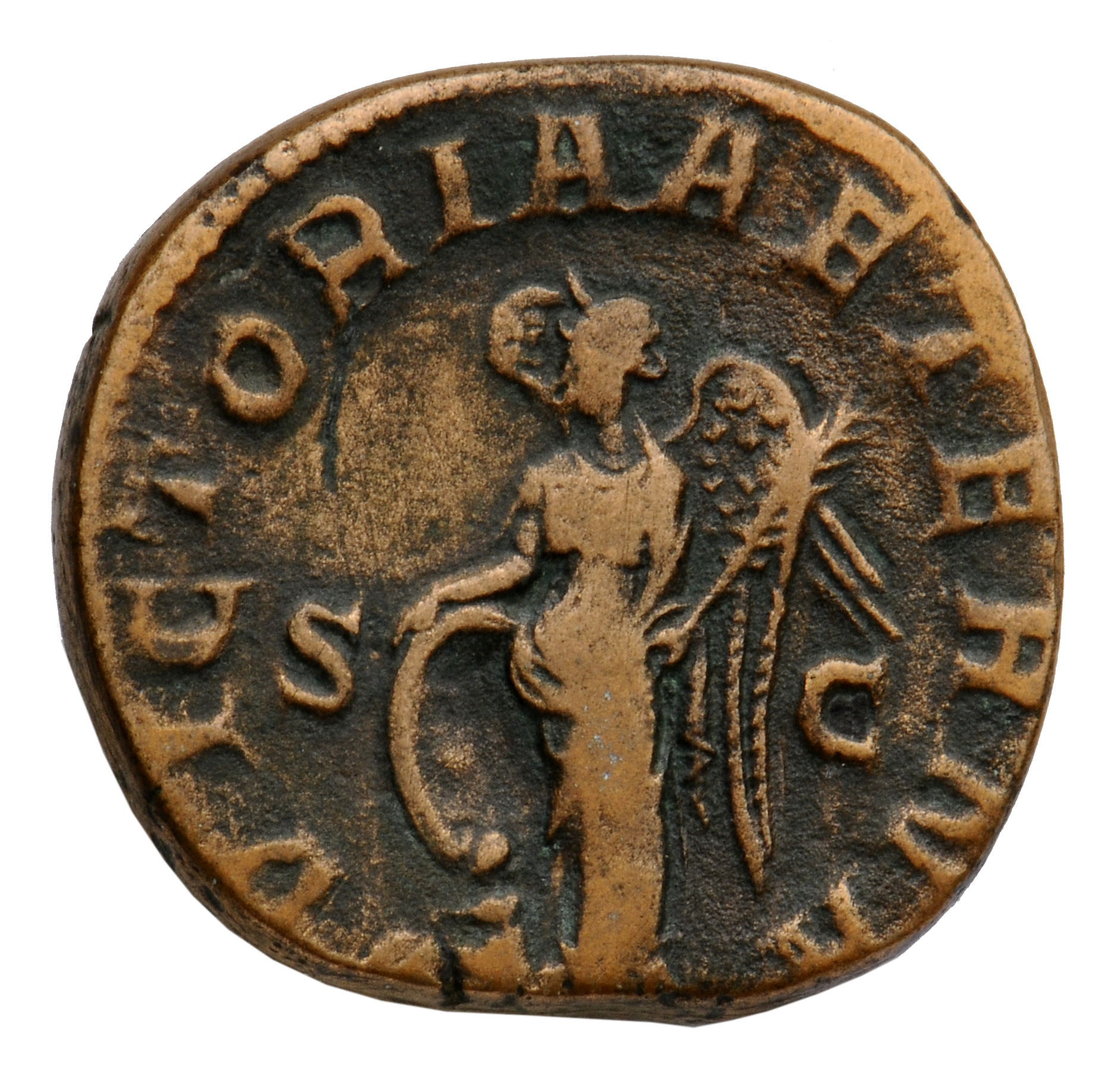RIC IV Gordian III 338A Gordian III reverse, Victory, winged, draped, standing left, leaning on shield, and holding palm i...