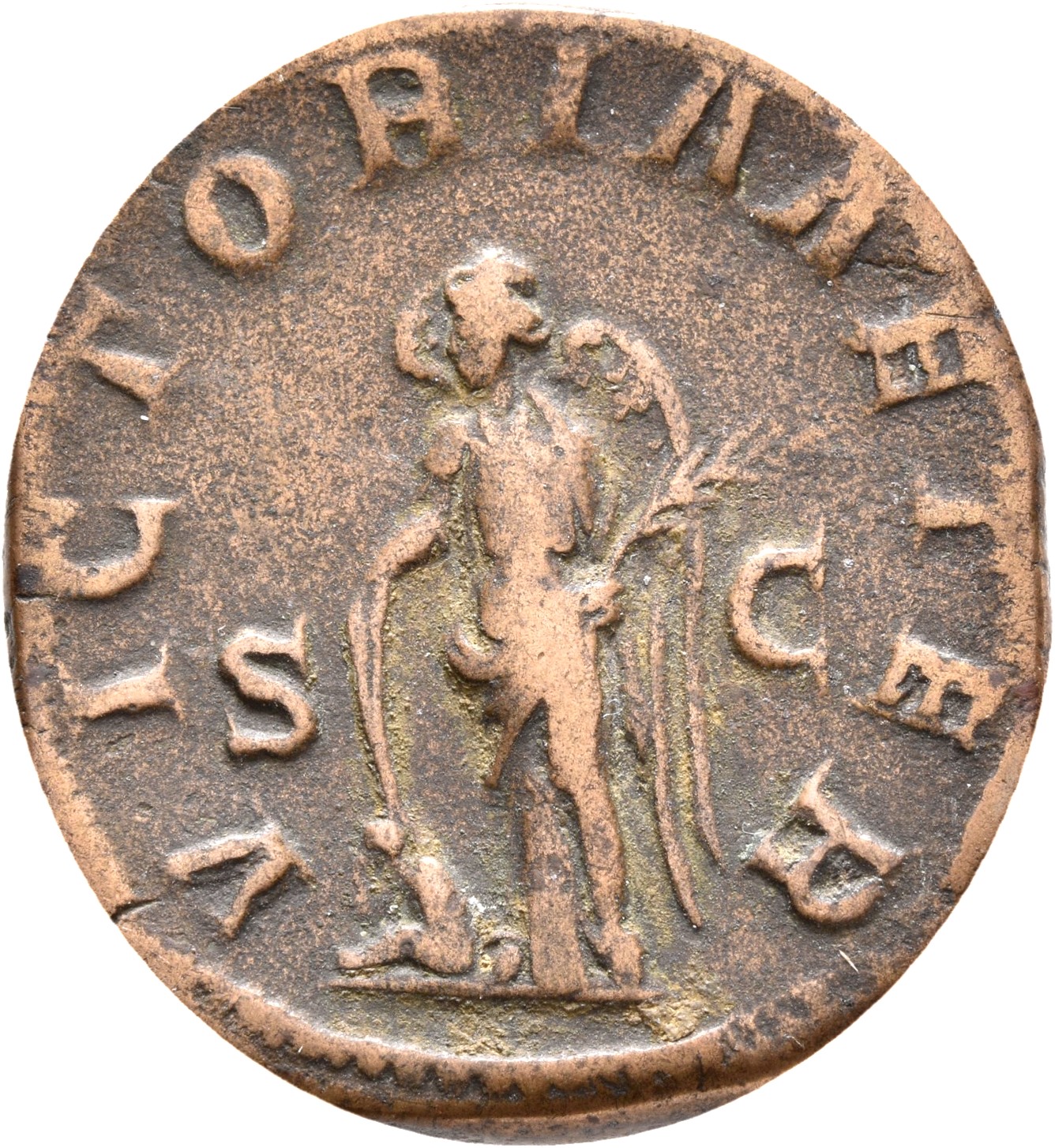 RIC IV Gordian III 338A Gordian III reverse, Victory, winged, draped, standing left, leaning on shield, and holding palm i...