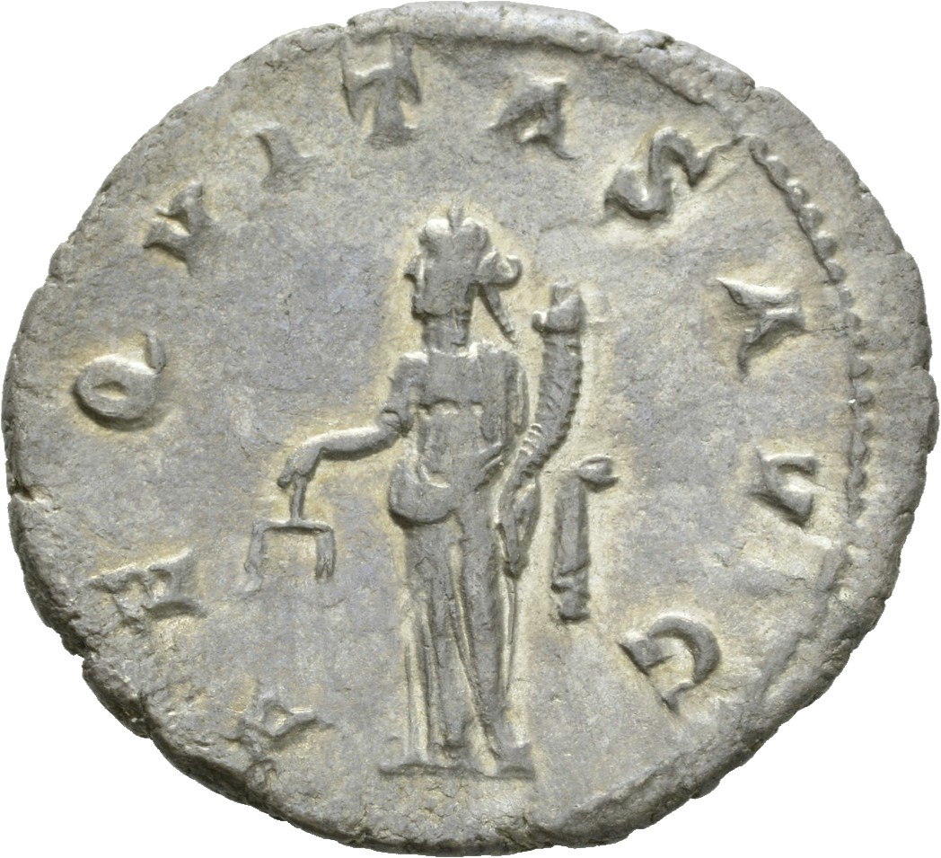 RIC IV Gordian III 34 Gordian III reverse, Aequitas, draped, standing front, head left, holding scales in extended right h...