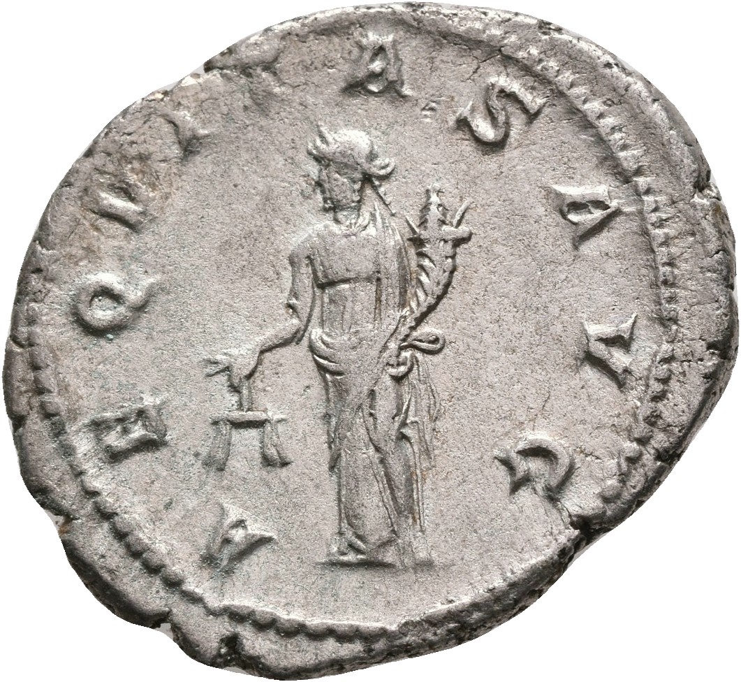 RIC IV Gordian III 34 Gordian III reverse, Aequitas, draped, standing front, head left, holding scales in extended right h...