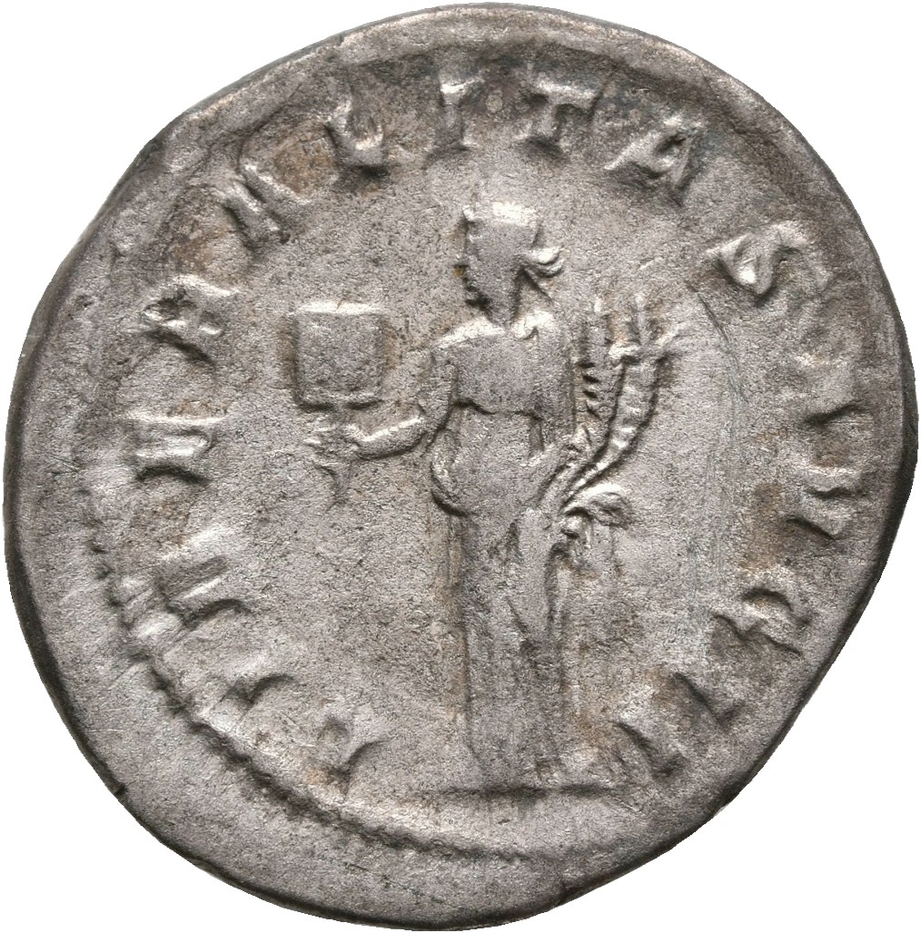 RIC IV Gordian III 36 Gordian III reverse, Liberalitas, draped, standing front, head left, holding abacus in right hand an...